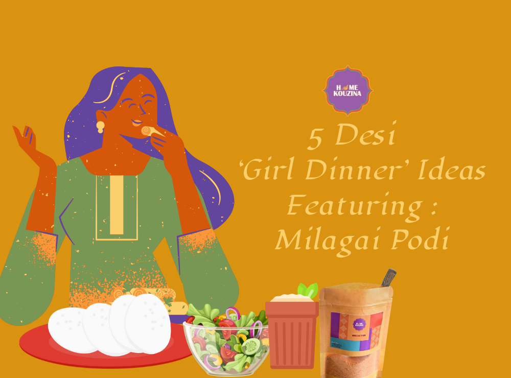 A brown Indian Girl having desi girl dinner with Milagai Podi