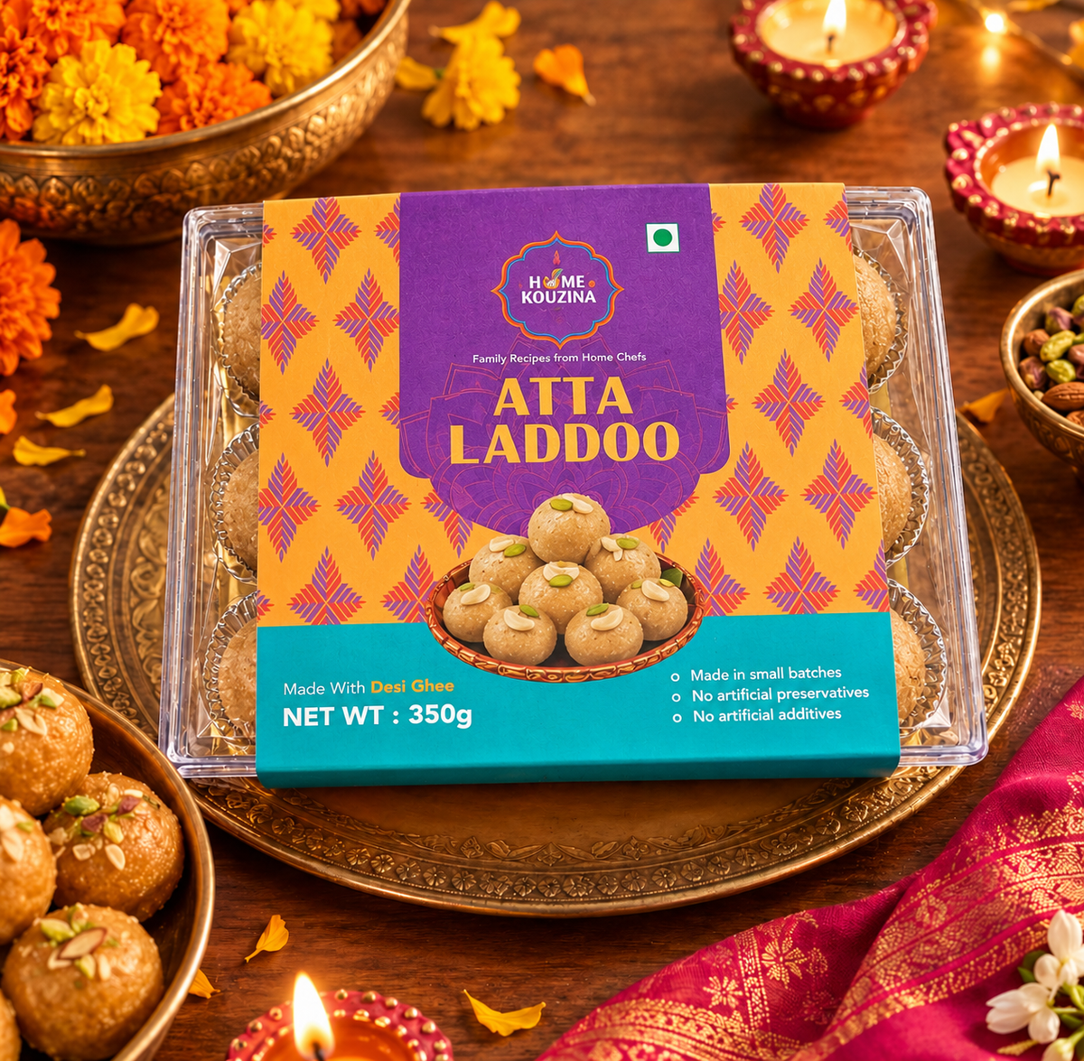 Atta Gond Nutritious Laddoo with Dry Fruits & Pure Desi Ghee