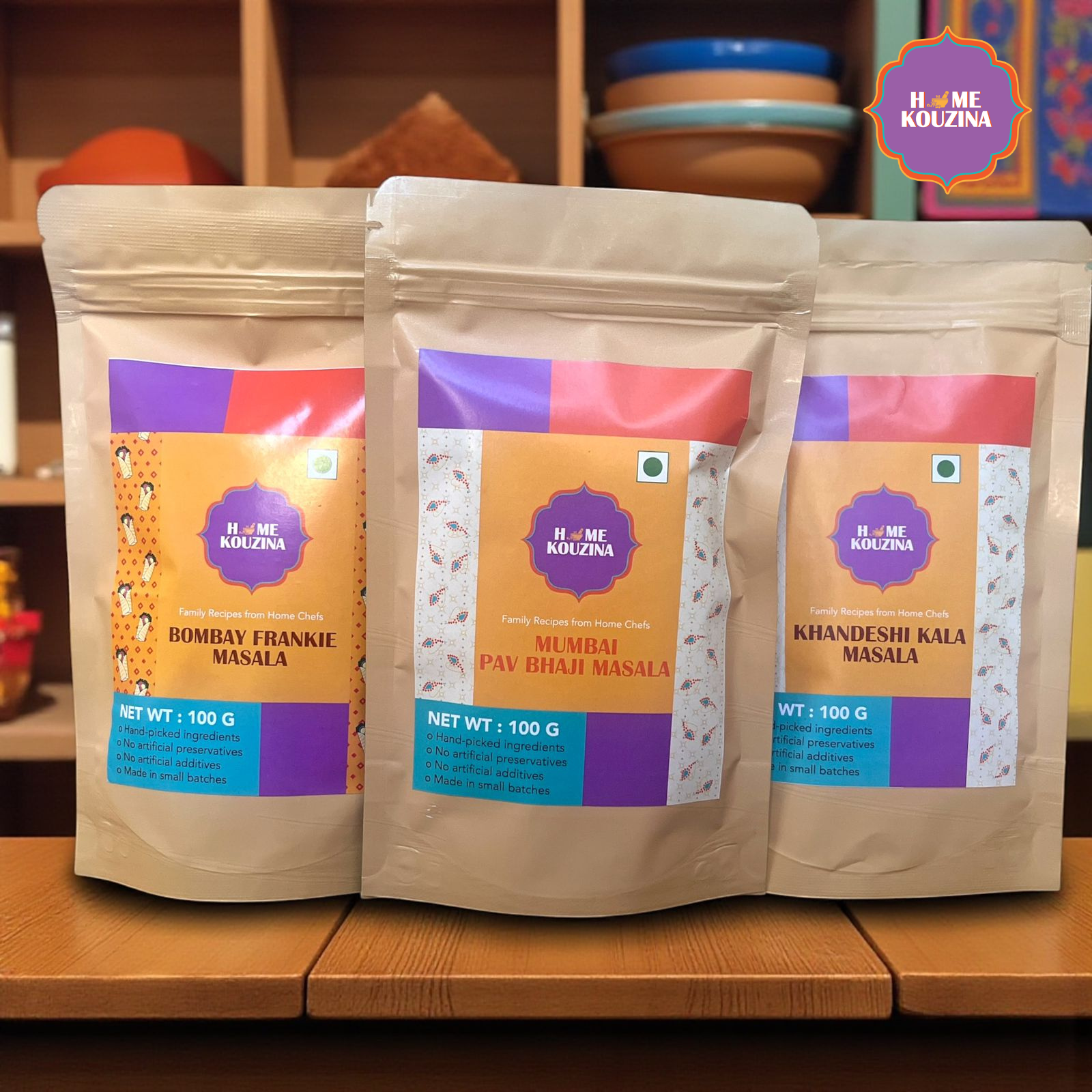 Maharashtrian Starter Pack - Mumbai Pav Bhaji Masala, Khandeshi Kala Masala, Bombay Frankie Masala