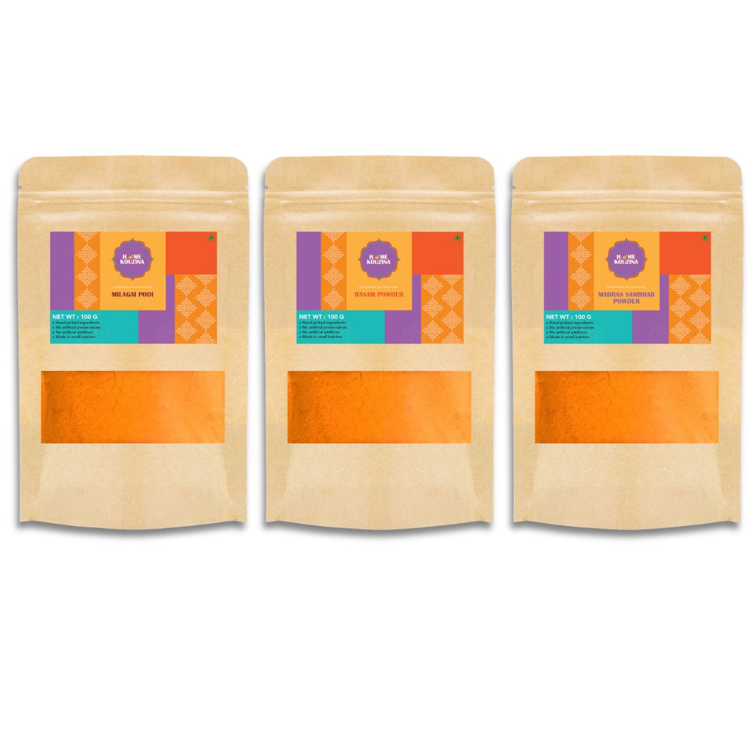 Dakshin Starter Pack - Madras Sambhar Powder, Rasam Powder, Milagai Podi