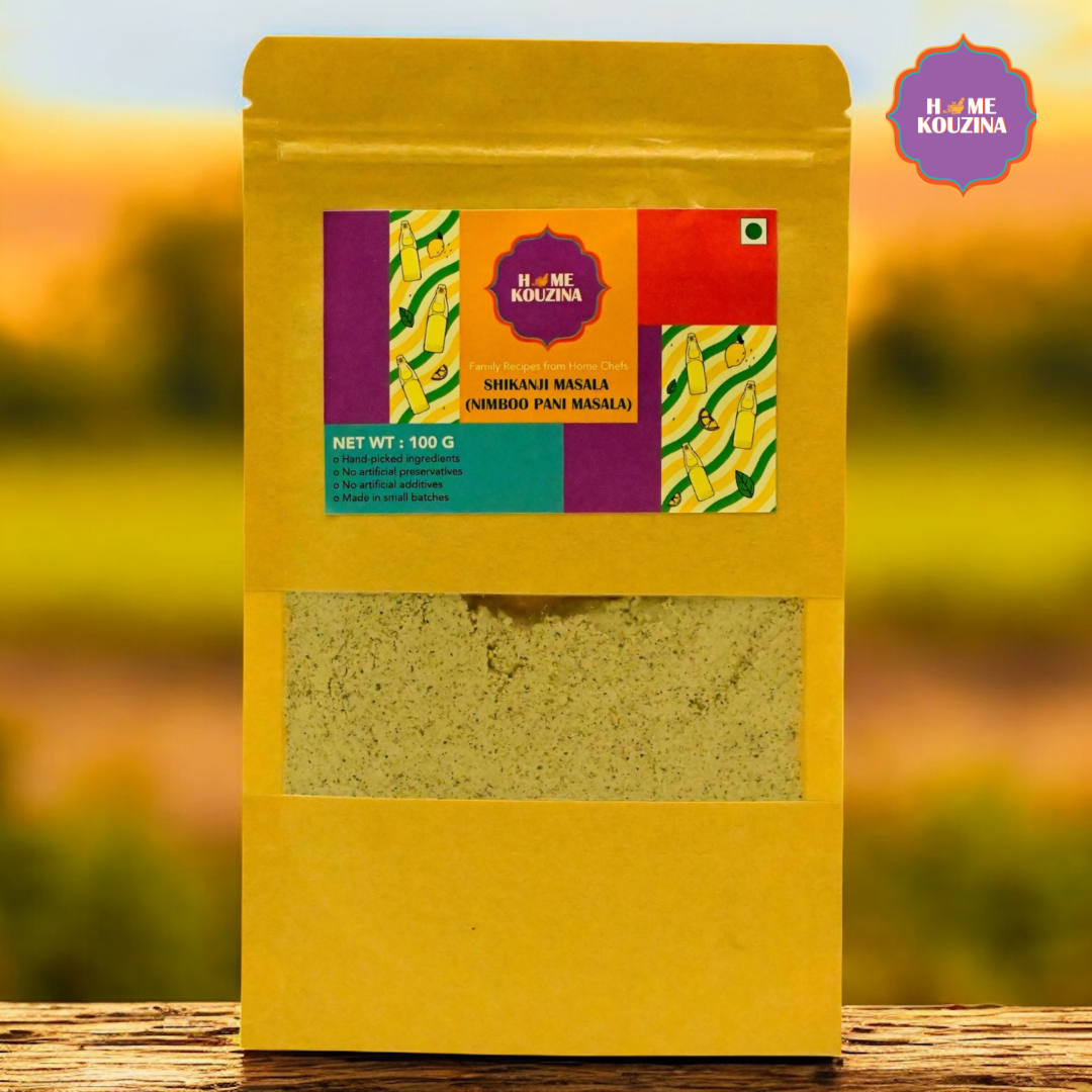 Home Kouzina Shikanji Masala 100g pouch front view – authentic South Asian spiced lemon drink