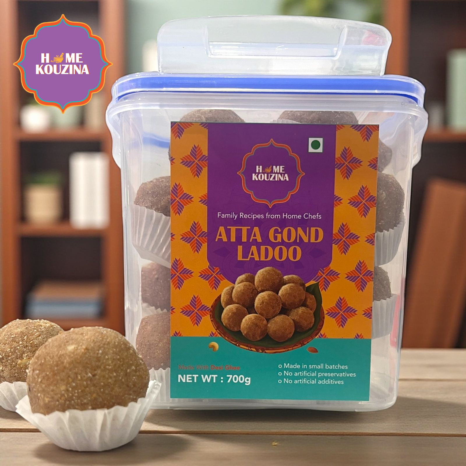 Atta Gond Nutritious Laddoo with Dry Fruits & Pure Desi Ghee